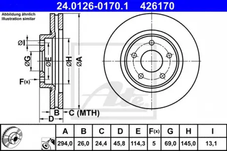 Диск тормозной MITSUBISHI ASX 10- ATE 24012601701
