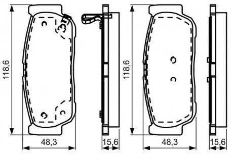 Тормозные колодки дисковые SSANG YONG Kyron / Rexton / Rodius "R" 05 >> BOSCH 0986495315