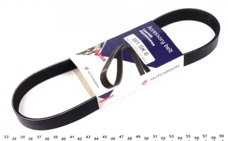 Фото 1 - ремень поликлиновой 6PK691S HUTCHINSON 691SK6 Ремень поликлиновой 6PK691S HUTCHINSON 691SK6 (фото 1)