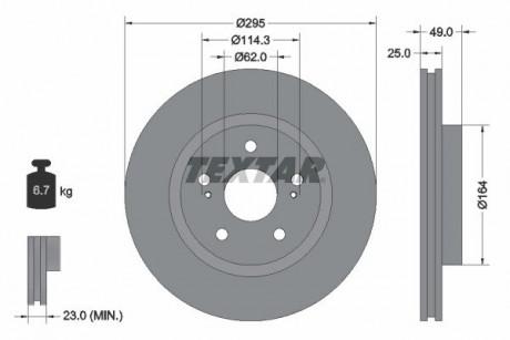 Диск гальмівний SUZUKI Grand Vitara "F D = 295mm" 05 >> TEXTAR 92156503