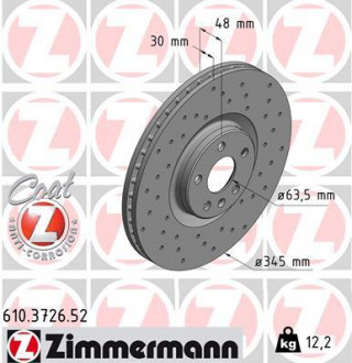 Диск тормозной ZIMMERMANN 610.3726.52