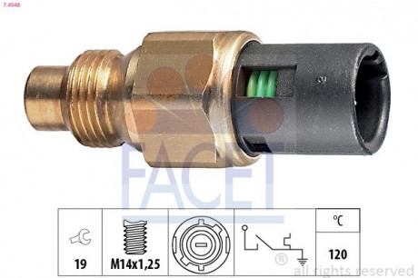 Датчик температуры (указатель / 120 ° C) RENAULT 19 88-95 / KANGOO 97-08 1.4i / TRAFIC 89-97 2.2 FACET 7.4048