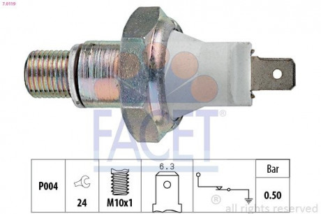 Датчик давления масла Ford Scorpio / Land Rover 2.4 / 2.5 TD / TDI 85-01 FACET 7.0119