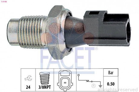 Датчик давления масла (0,5bar / 1 конт / чёрный) MONDEO 2.2-3.0 00-07 FACET 7.0148