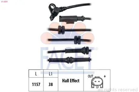 Датчик ABS перед Ducato / Boxer 06- FACET 21.0201