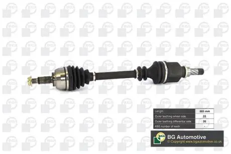 Полуось Megane / Scenic 1.4i / 1.6i / 1.5dCi 03- (665mm / 25z / 26z) BGA DS7349L