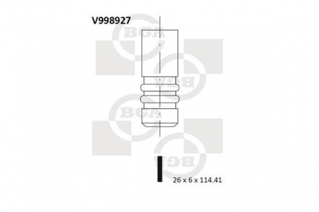 Клапан выпускной (26x6x114,4) OPEL ASTRA H 1.6D / 1. BGA V998927 (фото 1)