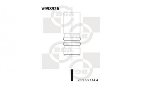 Клапан впускной (28x6x114,4) OPEL ASTRA H, ASTRA H BGA V998926