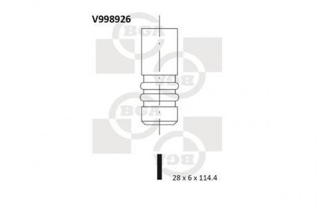 Клапан впускной (28x6x114,4) OPEL ASTRA H, ASTRA H BGA V998926