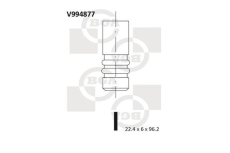 Клапан выпускной 1.2 16v FIAT BRAVA MAREA 22.4 * 6 * 9 BGA V994877 (фото 1)