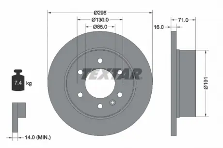 Диск тормозной MERCEDES / VW Sprinter / Crafter "F /" R D = 298mm "06 >> TEXTAR 93143303