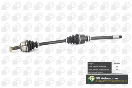 Піввісь Citroen C4 / Peugeou 307 1.4 / 1.6i 01-10 (25/22) 910mm Пр. BGA DS6724RA