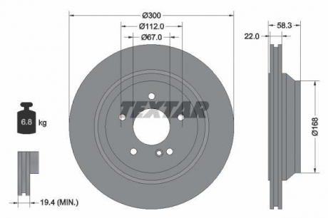 Диск тормозной MERCEDES S (W221) / SL (R230) "R D = 300mm" 01 >> TEXTAR 92176303