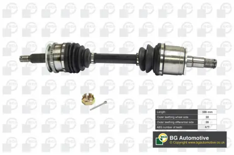 Піввісь Mitsubishi L200 2.5d 06- (30/28 + ABS 47z) 596mm Л. BGA DS6101L (фото 1)