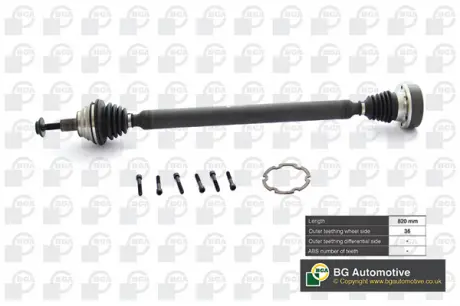 Піввісь Passat / Superb / Touran 08- 1.6TDi (36z / 820mm) Пр. BGA DS8101R