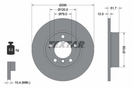 Диск тормозной BMW 3 (E36) / Z3 (E36) "F D = 286mm" 90 "03 TEXTAR 92055503