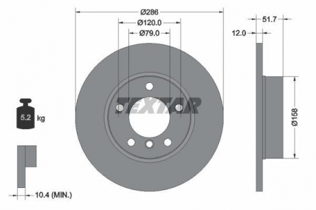 Диск тормозной BMW 3 (E36) / Z3 (E36) "F D = 286mm" 90 "03 TEXTAR 92055503