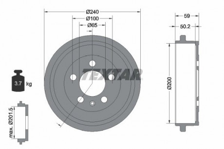 Тормозной барабан SKODA / VW Fabia / Polo "R" 97 >> TEXTAR 94023800