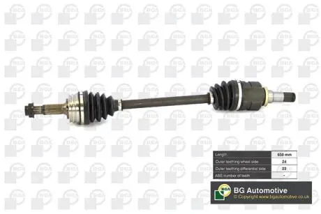 Піввісь С1 / 107 / Aygo 1.0 04- (24/23) 650mm Л. BGA DS6730L