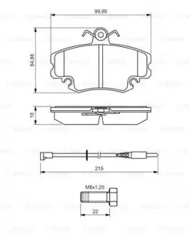Комплект гальмівніх колодок з 4 шт. дисків BOSCH 0986494522 (фото 1)
