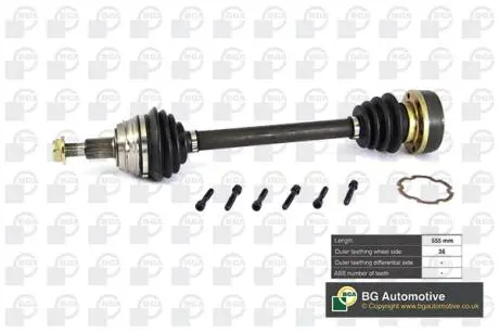 Полуось Octavia / Golf 97-05 1.4 / 1.6i / 1.9d (36z / 555mm) Л. BGA DS9617L
