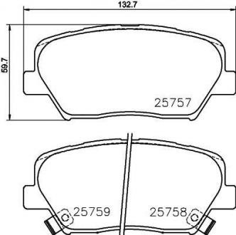 Колодки тормозные дисковые передние Hyundai Accent / Kia Rio, Ceed 1.4, 1.6 (12-) NISSHINBO NP6068 (фото 1)