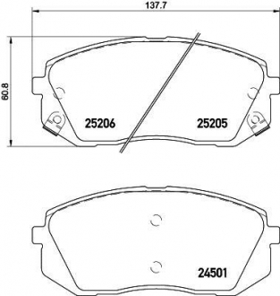 Колодки тормозные дисковые передние Hyundai i40, ix35 1.6, 1.7, 2.0 (11 -) / Kia Sportage 2.0, 2.7 (04-) NISSHINBO NP6034 (фото 1)