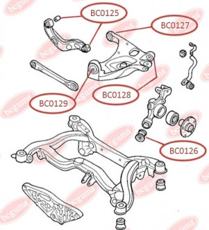 Сайлентблок заднего нижнего рычага передний внутренний Audi A4, A6 BCGUMA BC GUMA BC0129