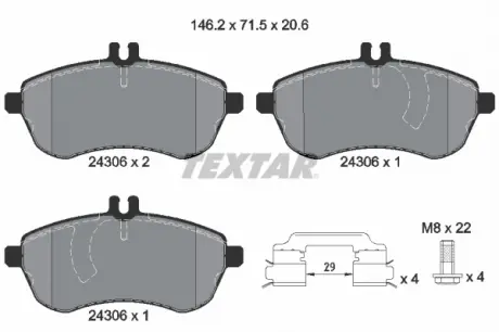 Тормозные колодки дисковые TEXTAR 2430602