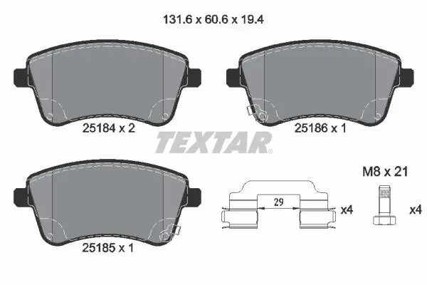 Тормозные колодки дисковые TEXTAR 2518401 (фото 1)