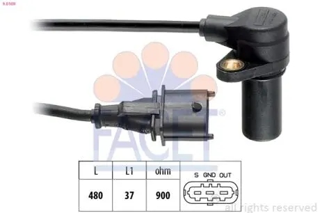 Датчик колінвала Fiat PUNTO,BRAVA,BRAVO/Lancia KAPPA 1.9D/2.4D 96- FACET 9.0169