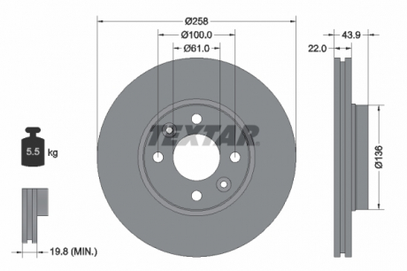 Тормозной диск TEXTAR 92241503 (фото 1)