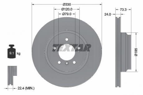 Тормозной диск TEXTAR 92137805 (фото 1)