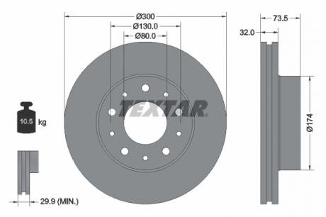 Тормозной диск TEXTAR 92157303 (фото 1)