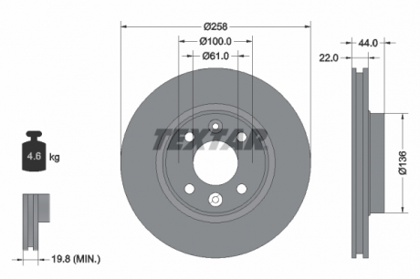 Тормозной диск TEXTAR 92255203