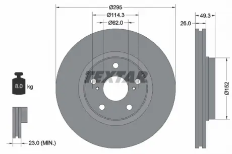 Тормозной диск TEXTAR 92163903