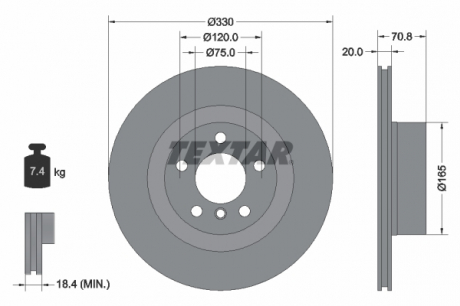 Тормозной диск TEXTAR 92256303 (фото 1)