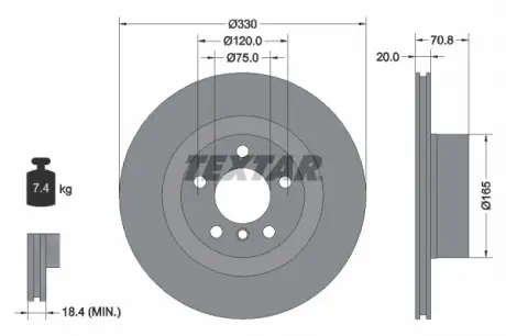 Тормозной диск TEXTAR 92256303