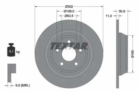 Тормозной диск TEXTAR 92268703