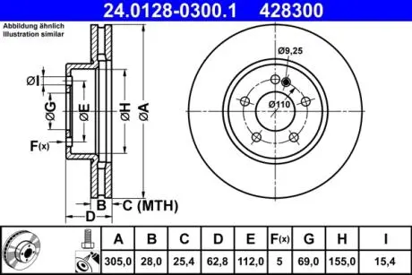 Гальмівний диск ATE 24.0128-0300.1