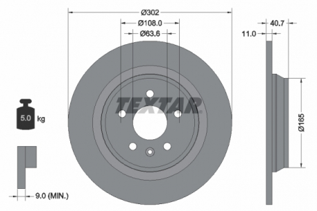 Тормозной диск TEXTAR 92162903