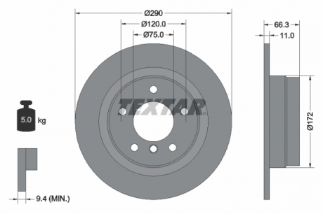 Тормозной диск TEXTAR 92261003 (фото 1)