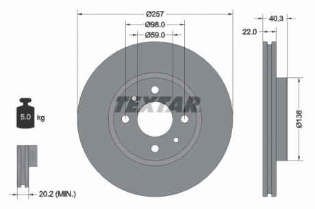 Тормозной диск TEXTAR 92069603 (фото 1)