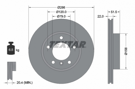 Тормозной диск TEXTAR 92055605 (фото 1)