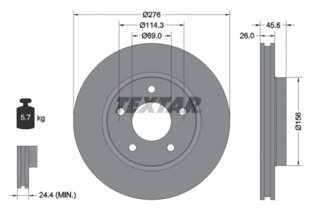 Тормозной диск TEXTAR 92197403 (фото 1)