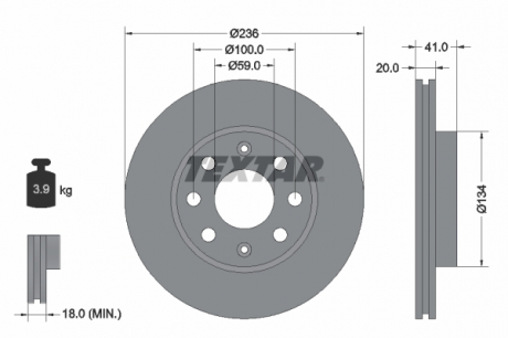 Тормозной диск TEXTAR 92133403 (фото 1)