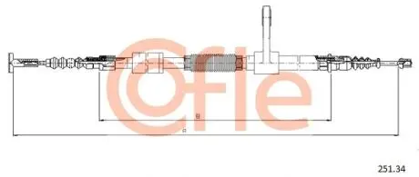 Фото 1 - трос стояночного тормоза COFLE 251.34 Трос стояночного тормоза COFLE 251.34 (фото 1)