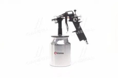 Краскопульт пневматический HP, форсунка 1.5мм, нижний металлический бачок 1000 мл., 5бар (про-во INTER Intertool PT-0211 (фото 1)