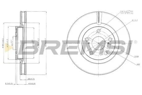 Тормозной диск перед. Camry V4 / V5 / RAV4 III / IV / Auris 06- (296x28) BREMSI CD7646V