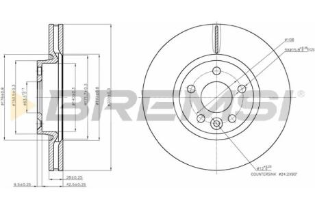 Тормозной диск перед. Mondeo IV / S-MAX / Galaxy 06-15 (300x28) BREMSI CD7567V